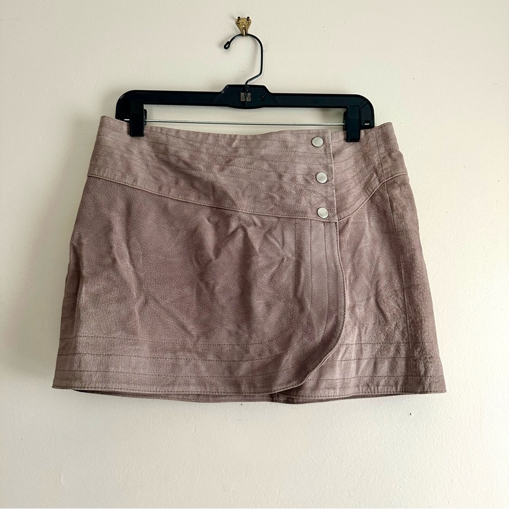 H&M • Genuine Leather Suede Wrap Mini Skirt‎